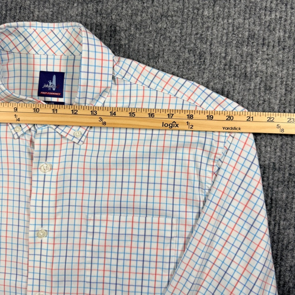 Johnnie-O Prep-Formance Shirt Mens XL White Blue Orange Plaid Button Down - Picture 4 of 12